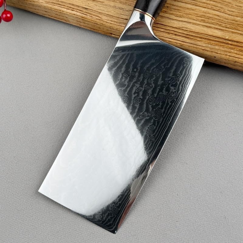 Meat Cleaver,Cleaver Knife, 8 Inch Damascus Steel Kitchen Slicing Knife With Ebony Handle