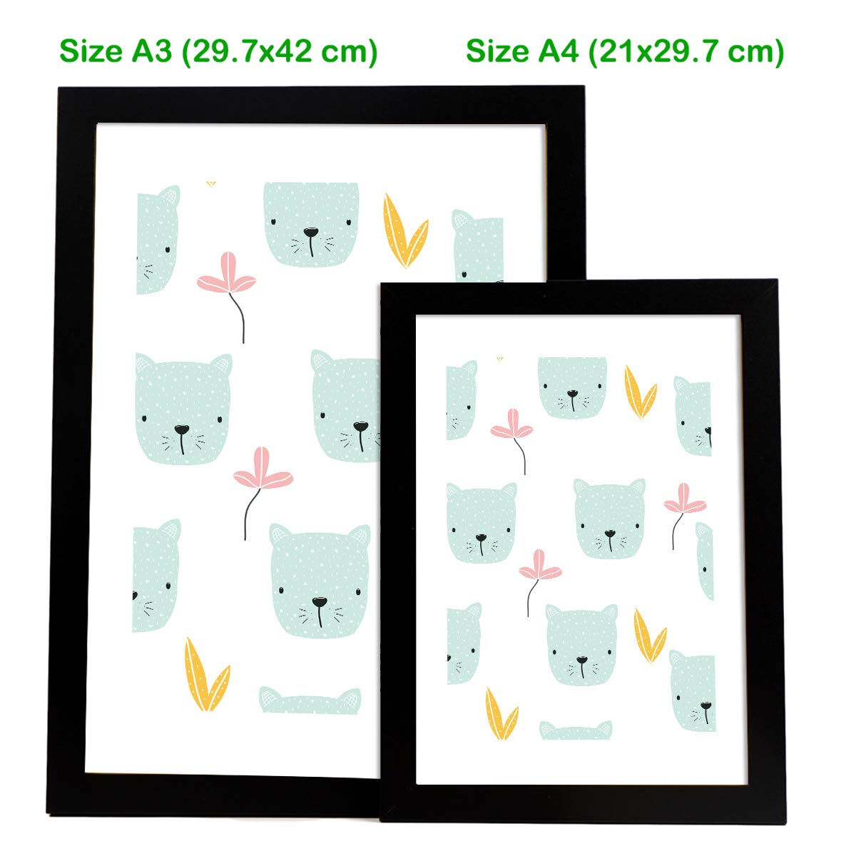 Nacnic Set of 3 posters for children and children's room Scandinavian style A4Mosaico animal size unframed - Image 3
