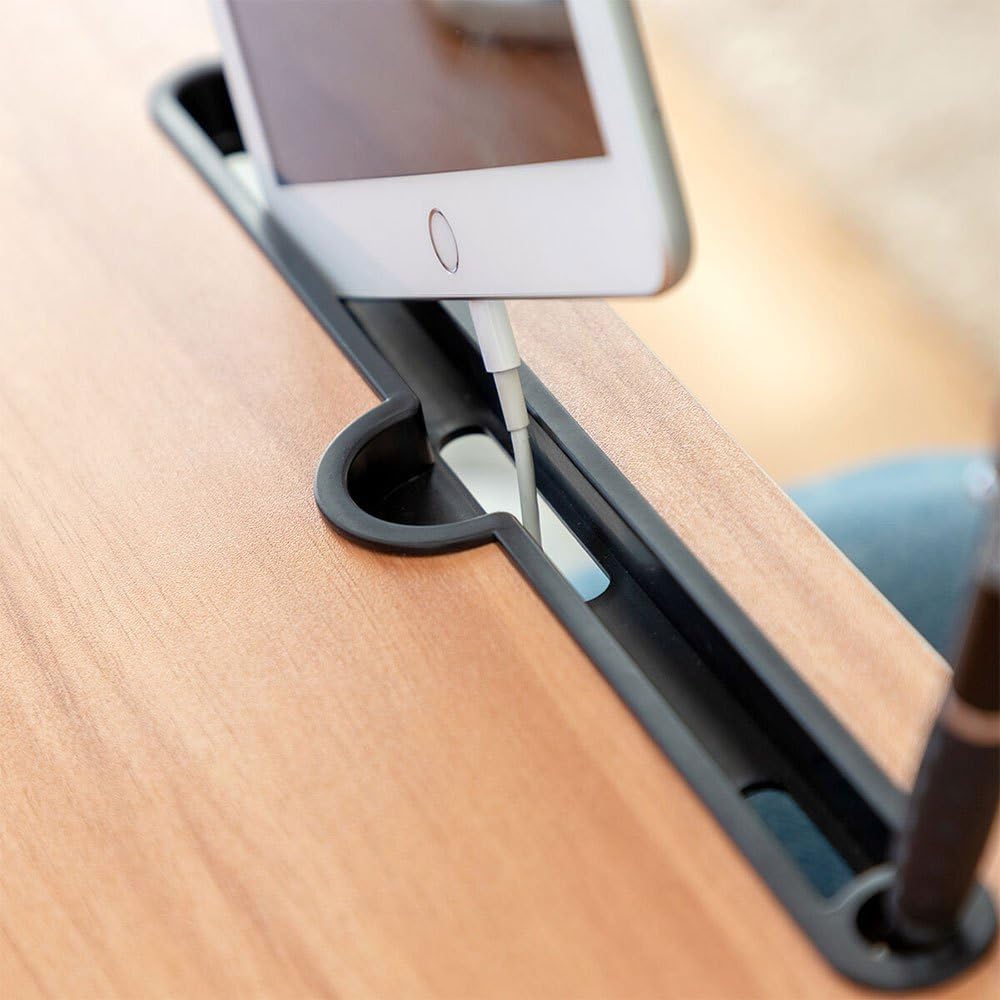 InnovaGoods - Tavolo Pieghevole Multiuso Muvisk, Portatile per PC, Scrivania Regolabile, Supporto Tablet e Cellulare, Compatto e Leggero, Bianco, 60x27x40cm, Metallo
