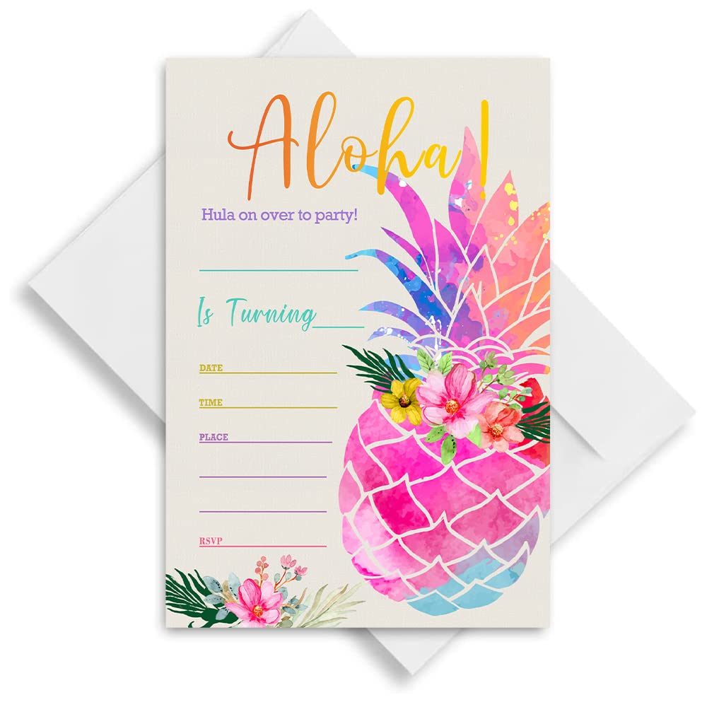 Einladungskarten Zum 16. Geburtstag – Tropisches Design Mit Ananas, 10 Stück