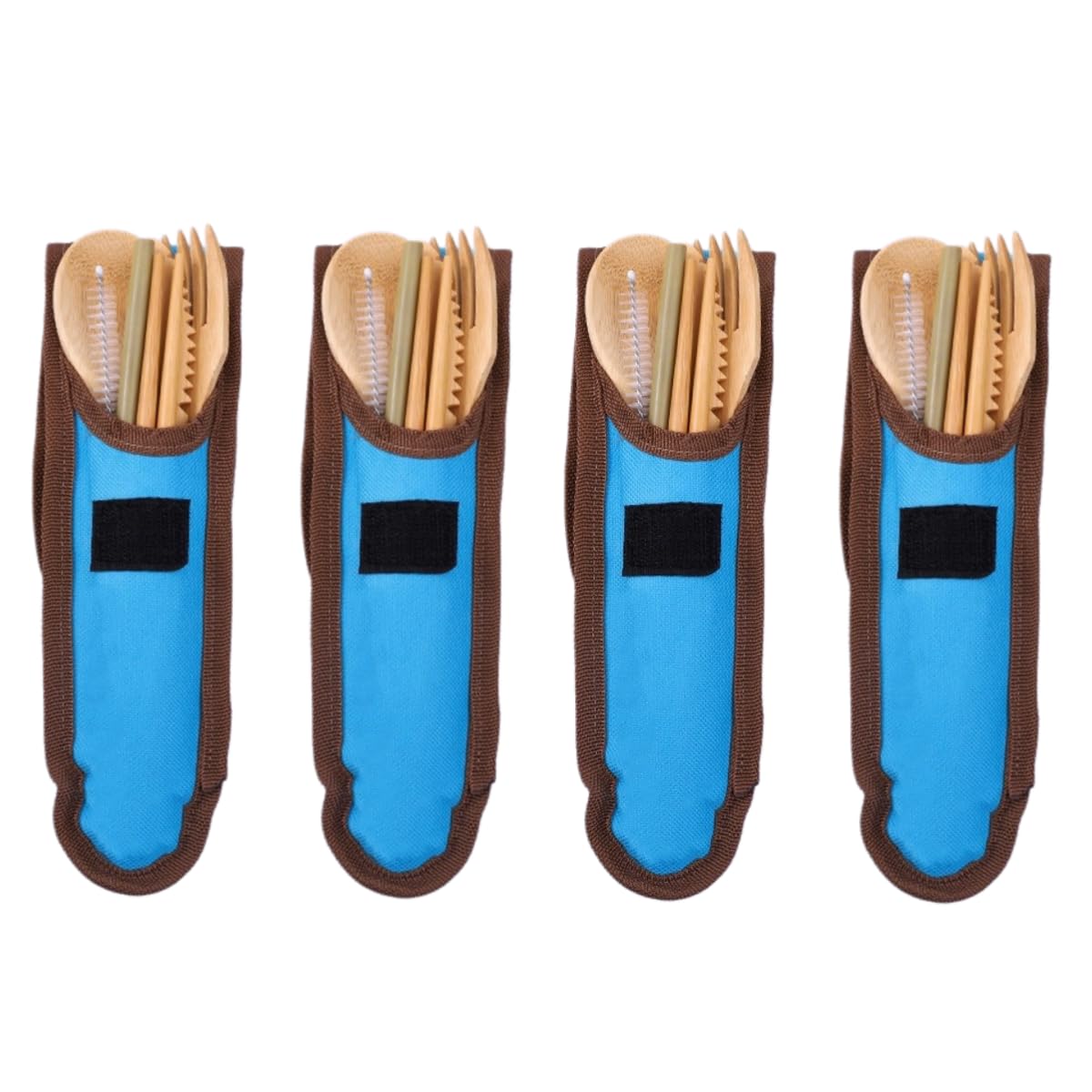 Cucchiai E Forchette Di Legno Set Portatile Di Coltelli Bacchette Cucchiai E Forchette In Bambù Per Picnic All'Aperto Blu Marrone 4 Set Ganci Non Inclusi
