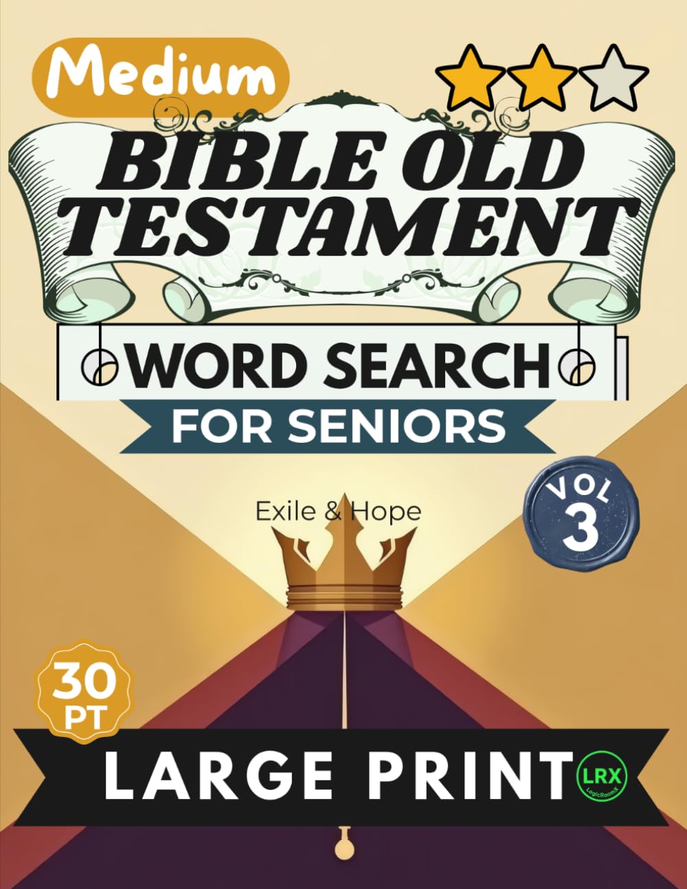 Medium Bible Old Testament Vol 3 Word Search for Seniors Large Print: 100 Inspiring Scripture Puzzles with 30pt Font and Diagonal Words — No Backward ... (Bible Old Testament Word Search Collection)