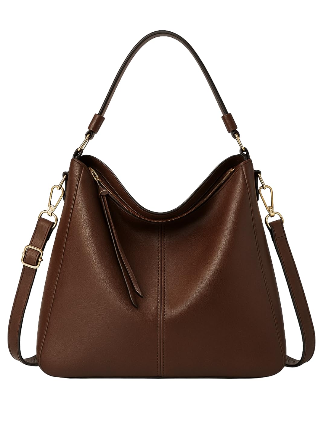 brown hobo shoulder handbag for women in faux leather 39 x 33 x 13 cm