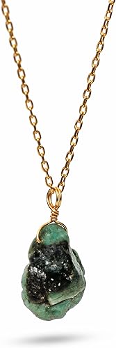 Miniatura 4 de Collar con colgante de plata de ley 925, piedra preciosa natural en bruto del nacimiento, regalo para mujeres, colgante de piedra preciosa auténtica