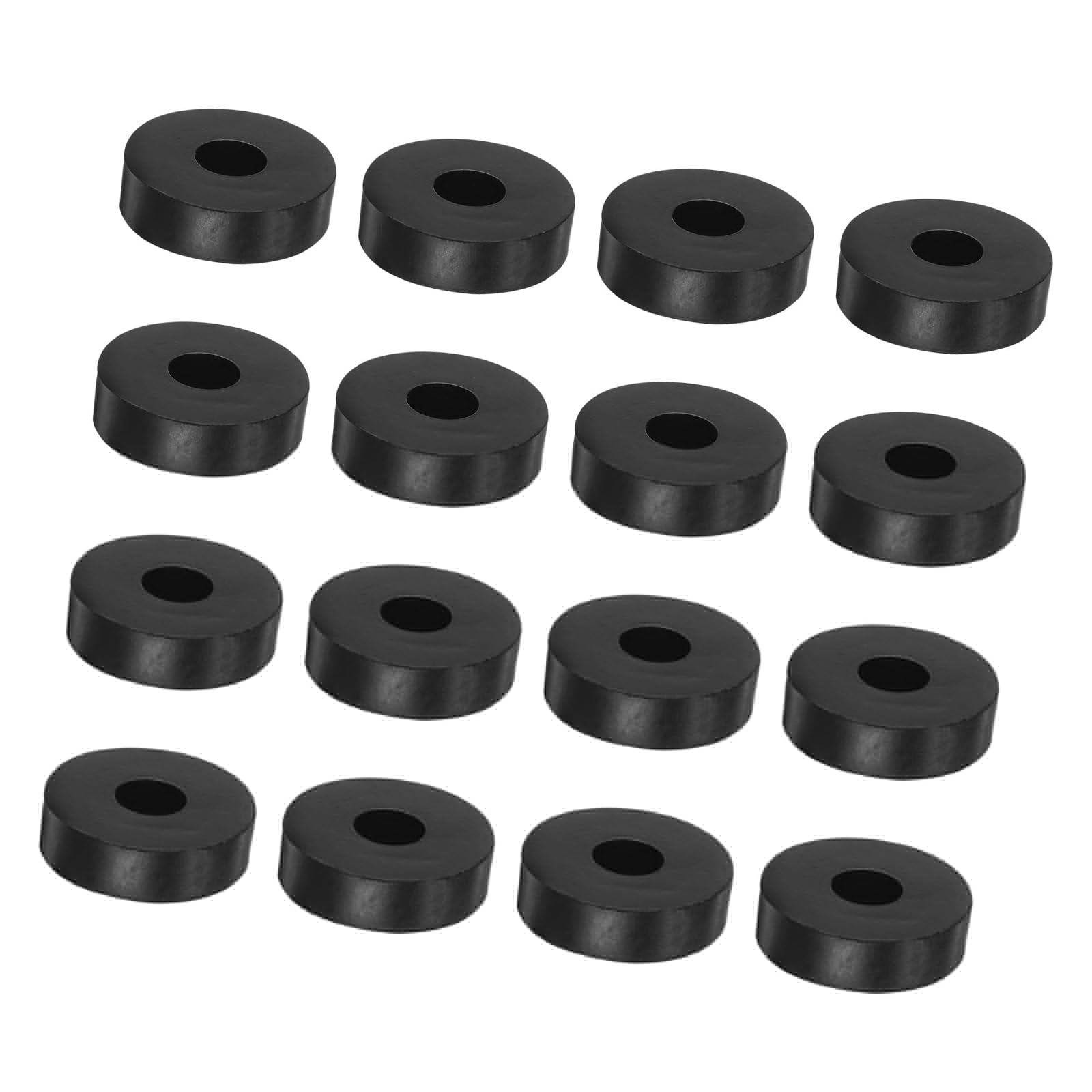 Unifizz 16PCS Rubber Spacer 1.2 Inch OD 0.4 Inch ID 0.3 Inch Thick Neoprene Round Anti Vibration Isolation Pads Isolator Rubber Washers Bushings for Home Cars Boat Accessories Black