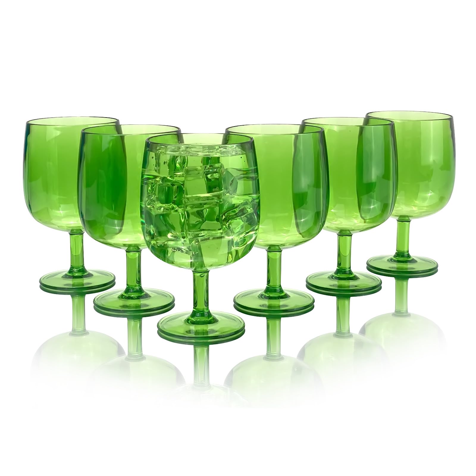 Yanglonghui 15 Ounce Plastic Wine Glasses Set of 6,Unbreakable Acrylic Wine Glasses,Reusable Colored Plastic Goblets Stackable,Dishwasher Safe Bpa Free Ideal for Parties (Green, 12 Ounce)