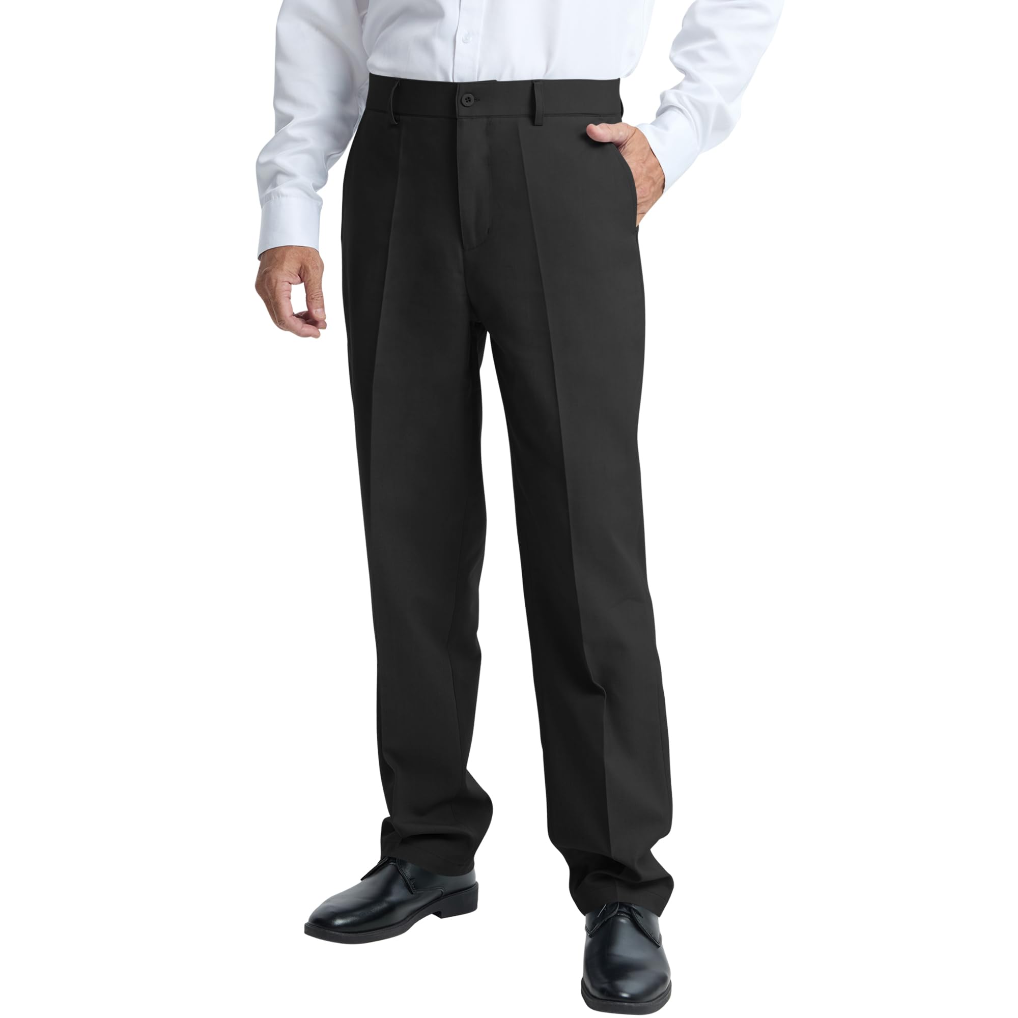 LETAOTAO Mens Classic Fit Dress Pants Wrinkle-Free Flat Front Straight Leg Formal Pants for Business Office
