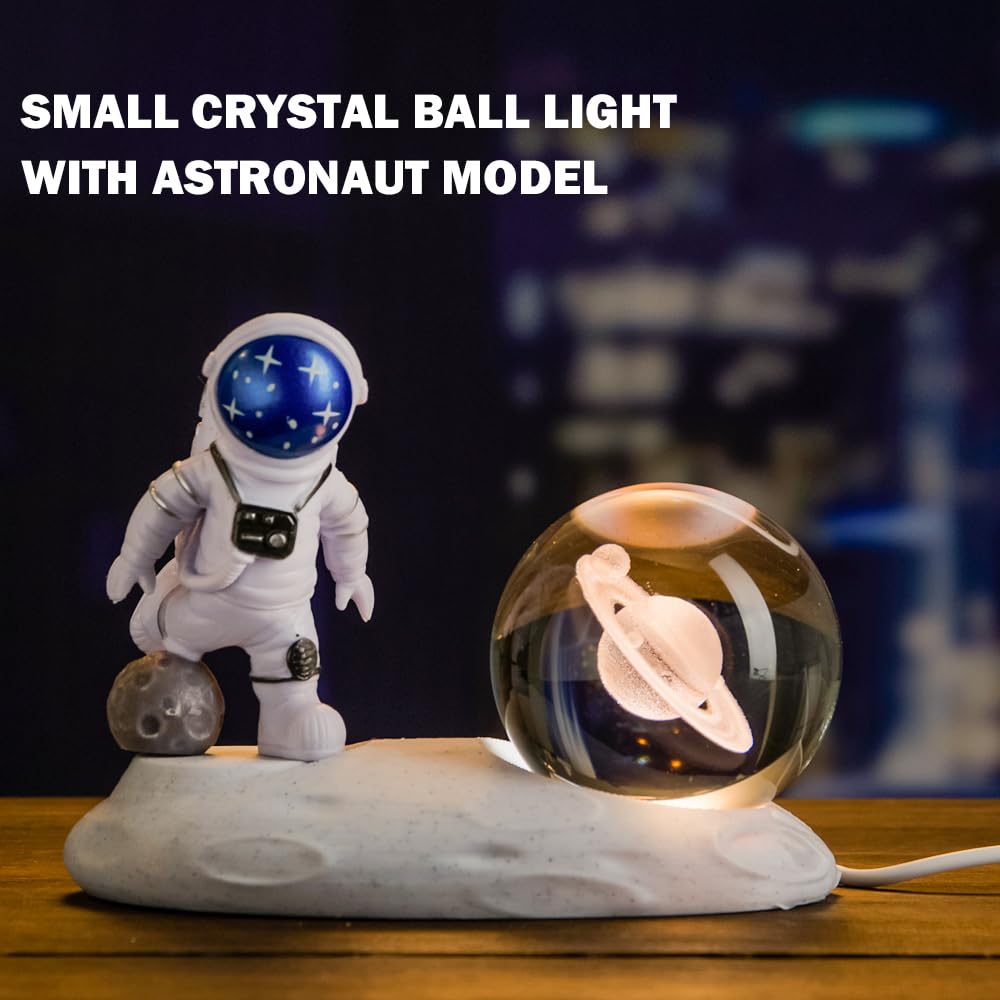 Crystal Nebula 宇宙 オブジェ Coyoohouse 3D Astronaut Crystal Ball Night Light, 3D Inner