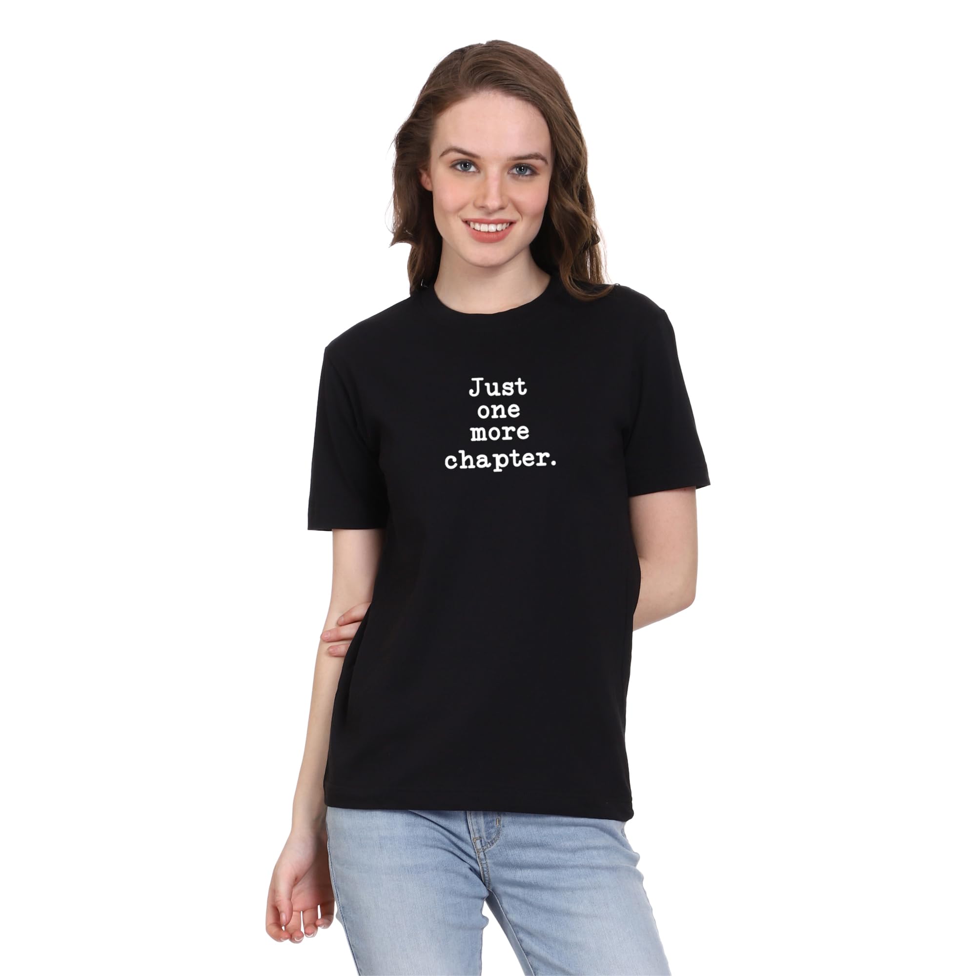T-shirt TruckOne More Chapter Printed Half Sleeves Round Neck Cotten T-Shirt for Women | T-Shirts for Book Lovers & Readers | Book Quote T-Shirts | Writers