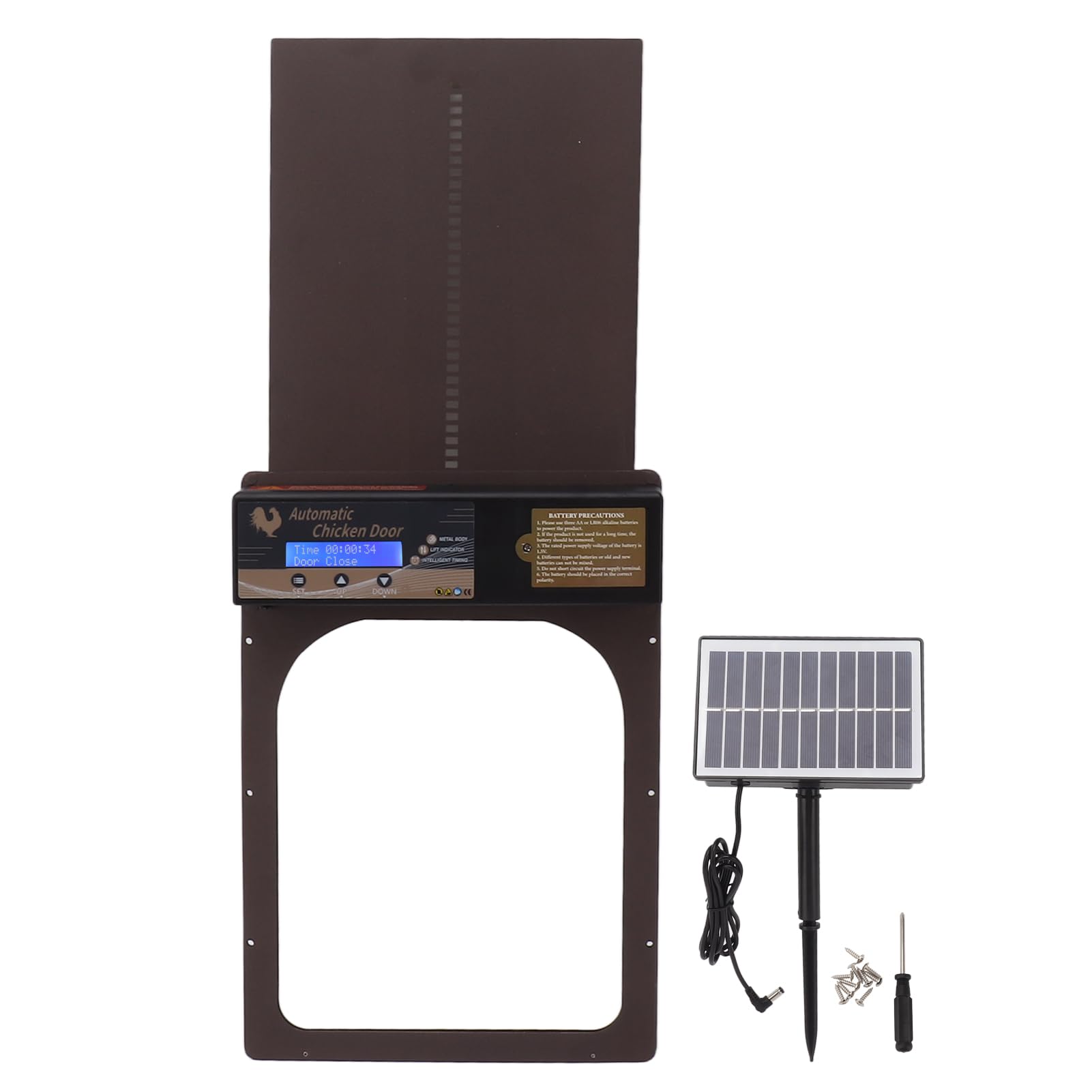 Porte Automatiche per pollaio, Timer per Porta Automatico Durevole e Sicuro per la casa (Marrone)