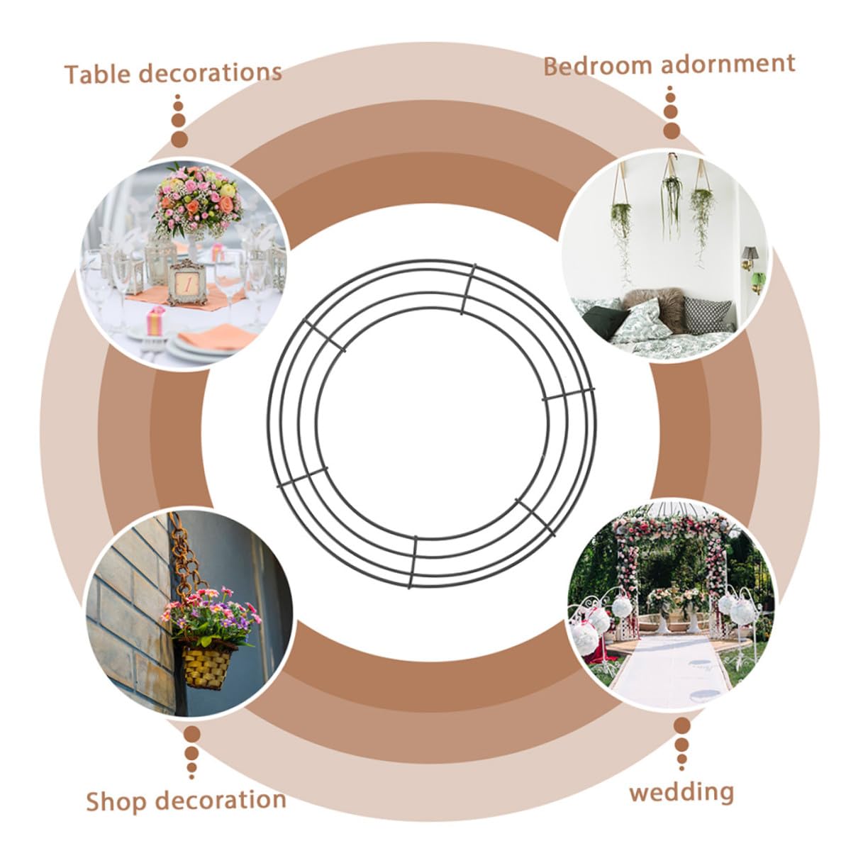 10stücke DIY-kranzrohling aus Eisen für Blumenkränze Runder Metallrahmen für Garten und Terrassendekoration Robuster Kranzständer zum Selbermachen
