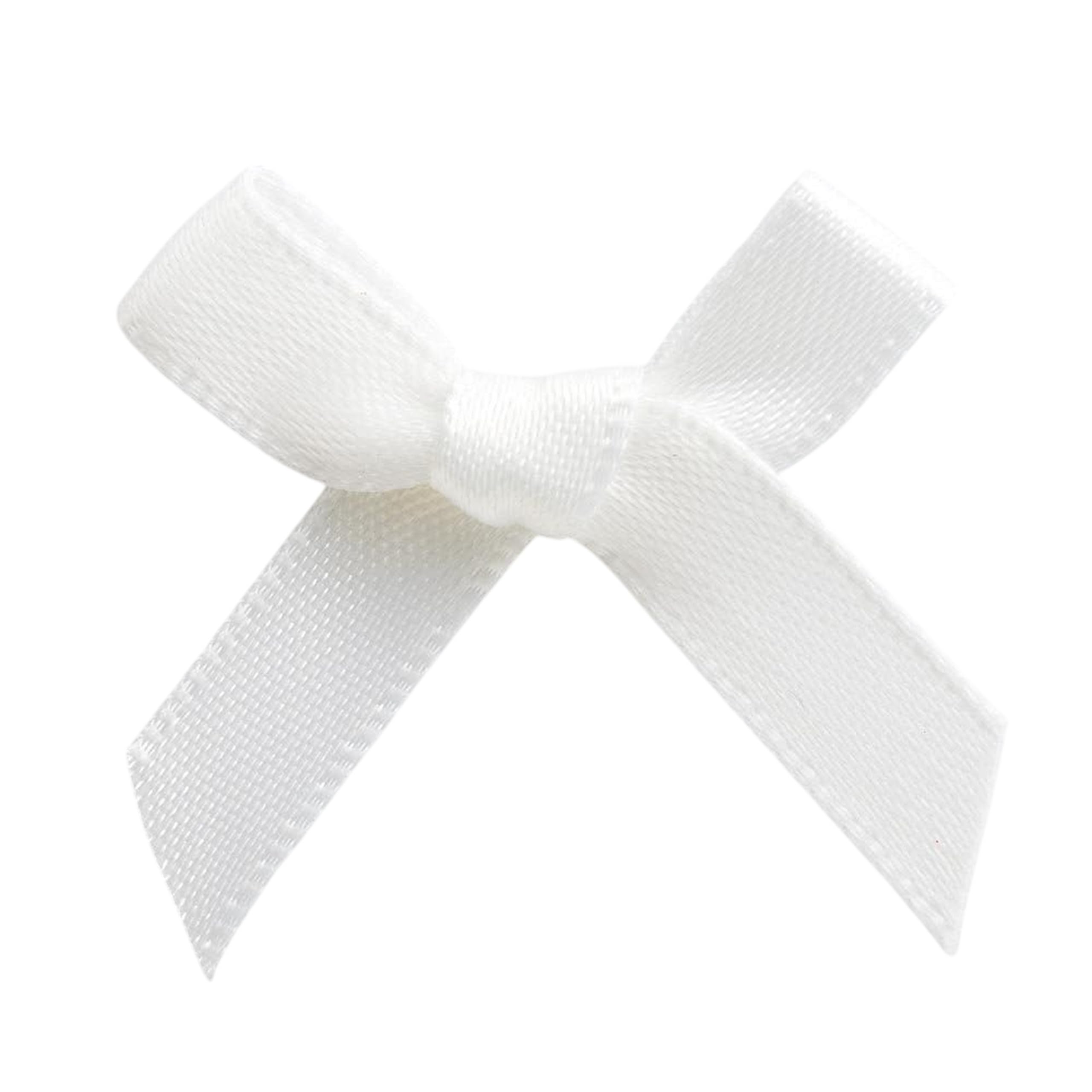 Italian Options Mini Satin Ribbon Bows, Small Bow Decorations for Crafts, Gifts, Hampers, Hair Bow, Wedding Stationery, Floristry, Christmas, Cakes, Crafting, White, 100 Pack, 3 cm