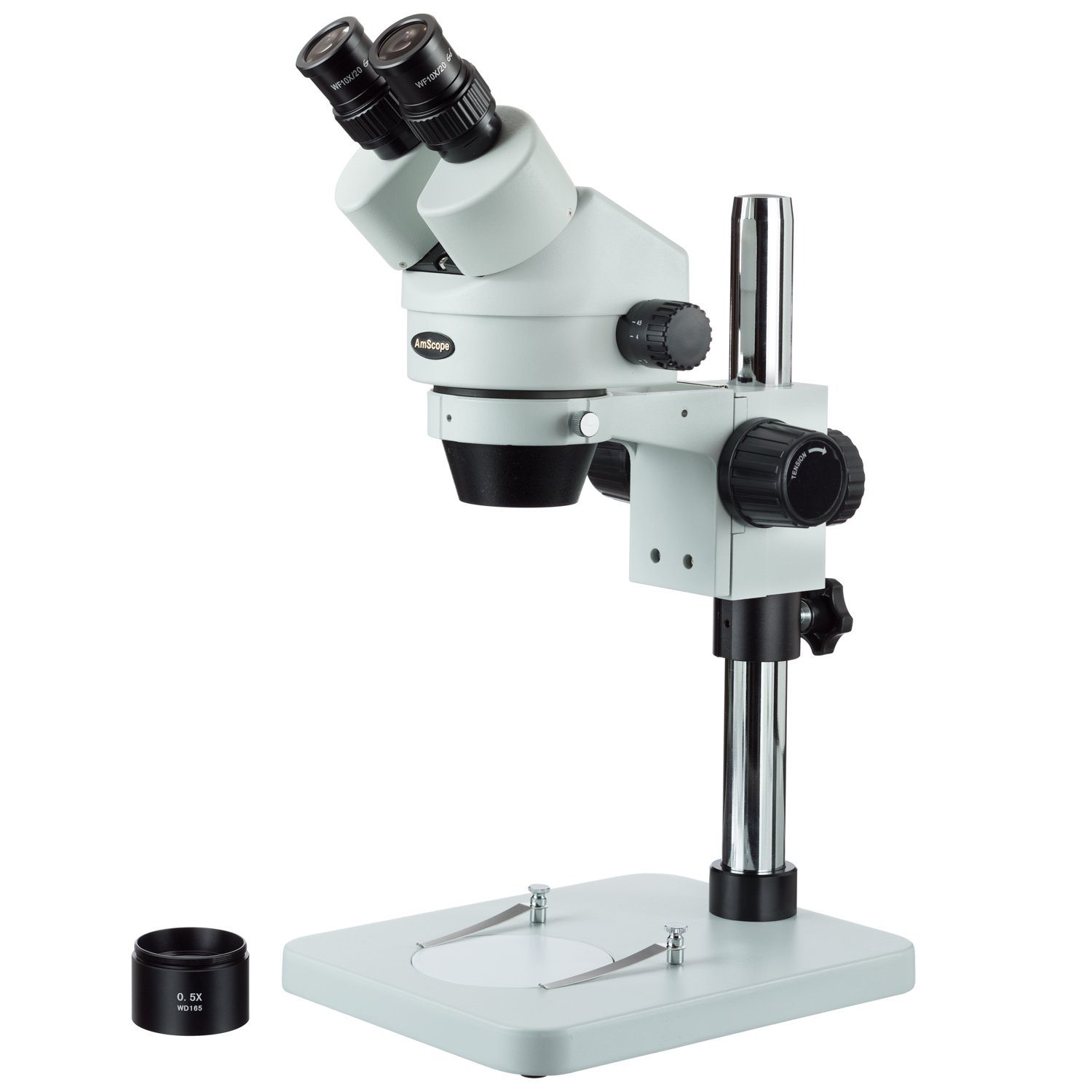 AmScope sm-1bsx-v203 3,5 x -45 X prismáticos Zoom microscopio estéreo con tabla Pilar Soporte