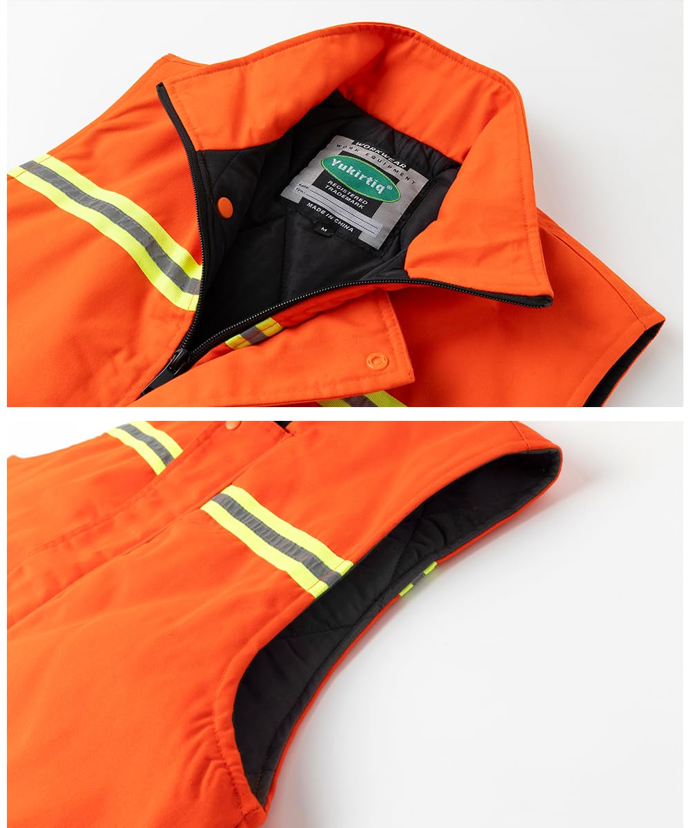 Gilet Rembourré sans Manches Haute Visibilité Homme Gilet de Travail Réfléchissant Veste Sans Manches d'Hiver