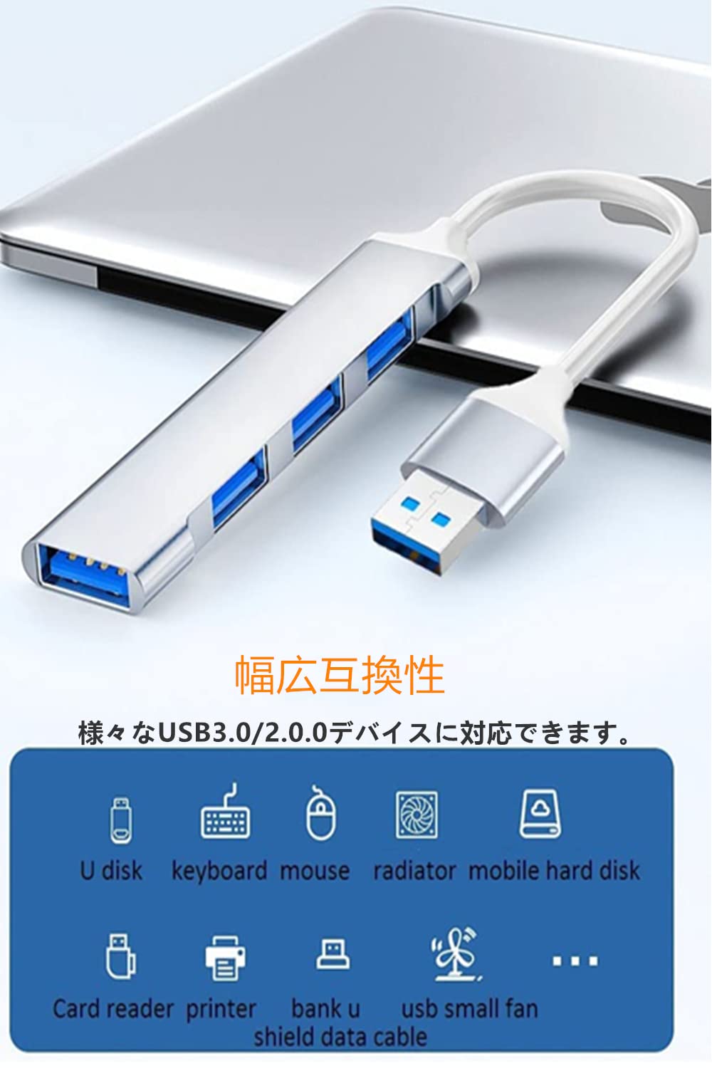 Amazon | YFFSFDC 超小型・USB HUB4-in-1 USB3.0 ハブ usbポートバス 