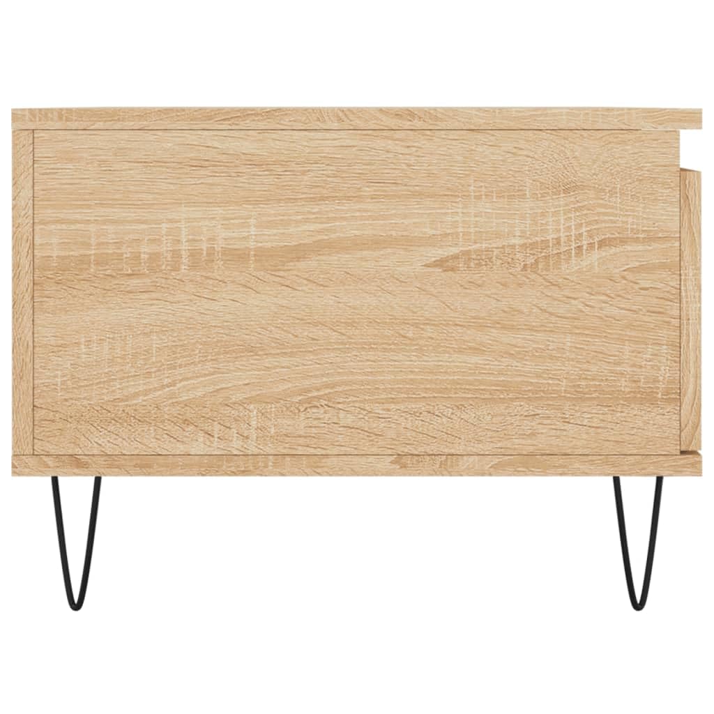 Générique Sonoma Dąb Stolik kawowy 90x50x36,5 cm Drewno inżynierskie | Z szufladą do przechowywania, solidna góra, metalowe nóżki, łatwe do czyszczenia