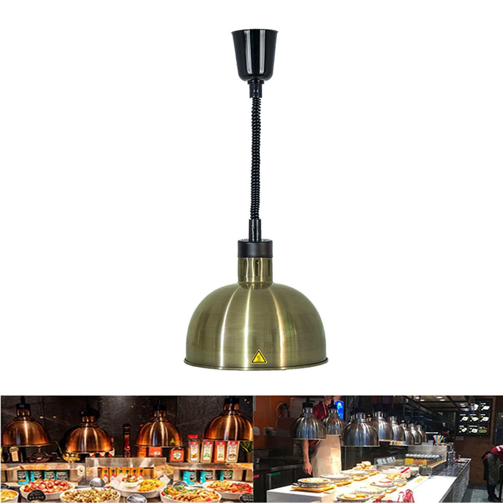 Lámpara Colgante de Calor para Alimentos, Altura Ajustable, Candelabro de Preservación del Calor para Alimentos de Buffet, Calentador de Alimentos con Pantalla de 29 cm