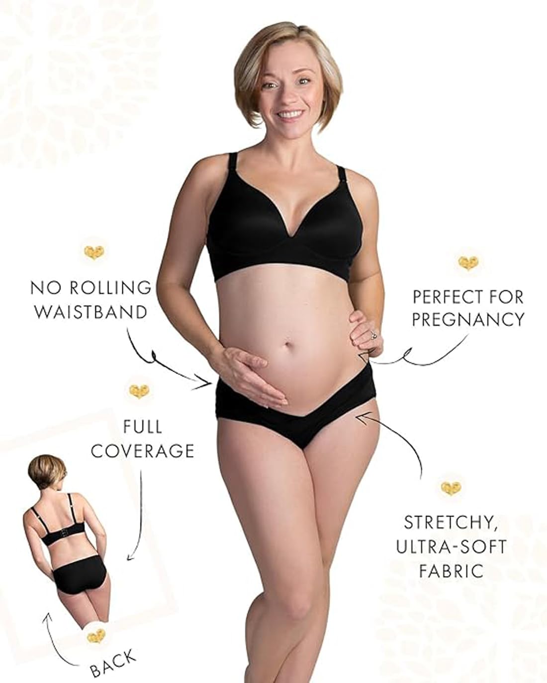 DClub Womens Cotton Postpartum Maternity Underwear | Pregnancy Postpartum Panties | Seamless Under The Bump Bikinis. (Large, Skin + Black) - Image 4 thumbnail