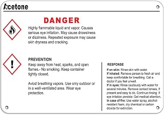Acetone Danger Highly Flammable Liquid and Vapor Label Vinyl Decal Sticker Kit OSHA Safety Label Compliance Signs 8"