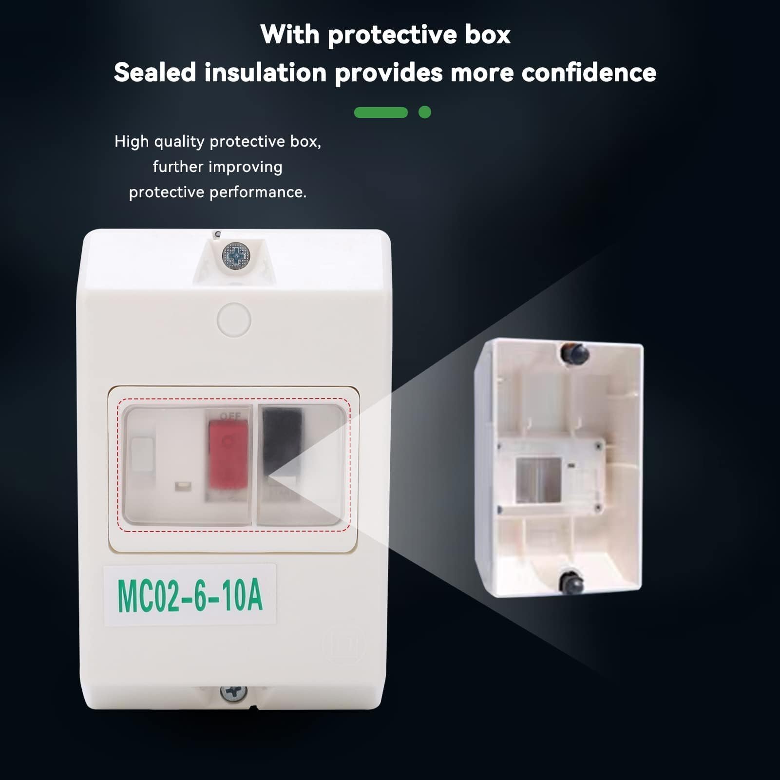 MC02-6-10A Commutateur Protection Moteur 220V 380V Disjoncteur étanche ABS 50/60Hz