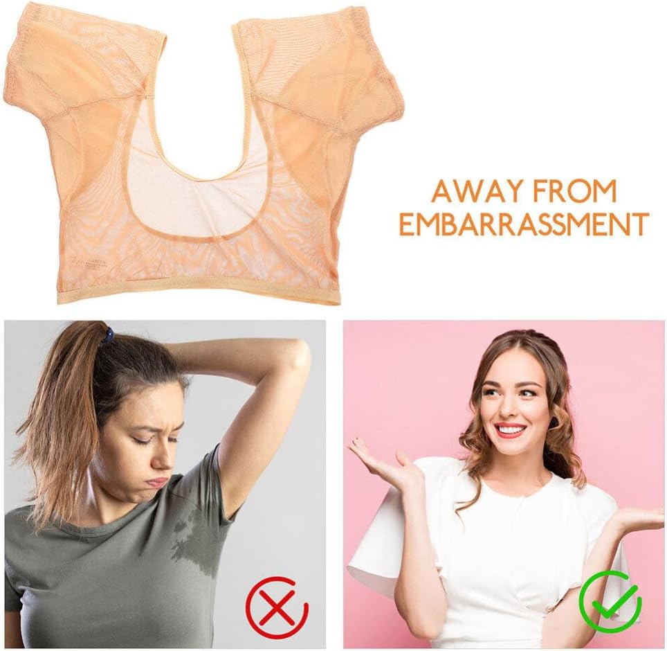 Healifty Underarm Sweat Vest Women 4 Pack Breathable Sweatproof Undershirt with Absorbing Pads Comfortable Fit for Activewear 11.41X6.49 Inch