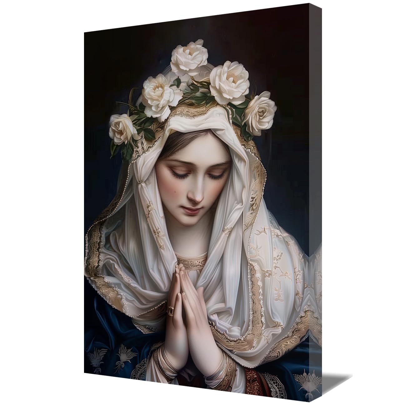 LMYSXAOZ Virgin Mary Canvas Wall Art Madonna Praying Religious Poster Blessed Mother Holy Portrait Prints for Bedroom Church Room Decor (A,50x75cm)