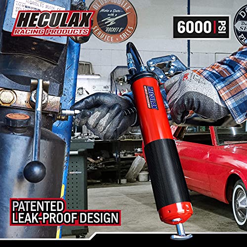 Acpulse Heculax Grease Gun 6000Psi Heavy Duty Pistol Grip Grease Gun 14 Oz Standard Cartridge 18 Inch Flex Hose Non-Slip Rubber Grip With Extension Tube And Extra Sharp Nozzle #TOP5
