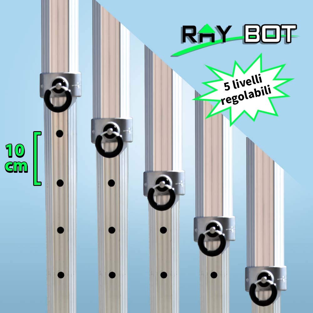 RAY BOT. Gazebo Pieghevole 3x6 LINEA TOP da 55mm alluminio, tessuti da 500g PVC impemeabile. Omologato e con certificazioni a legge (Teli Finestrati Inclusi, Blu)