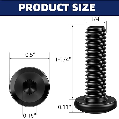 Miniatura 2 de Tornillos de cabeza plana de 14-20 x 1-14 pulgadas, tornillos de conector avellanados, acero inoxidable 18-8 (304), óxido negro, totalmente roscado,