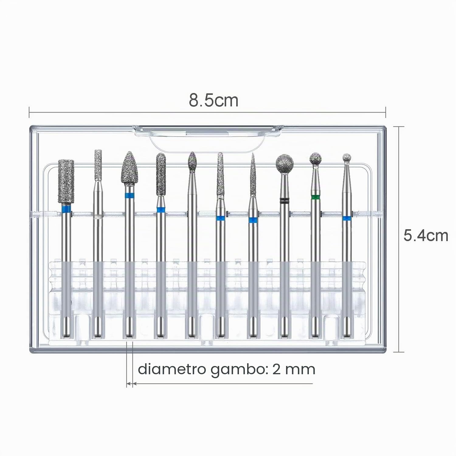 10 Pezzi Punte Fresa Unghie,Punta da Trapano per Fresa Manicure Elettrica Professionale Accessori per Lucidatura,Rimozione Gel, Pelle Morta, Strumenti per Manicure (03)