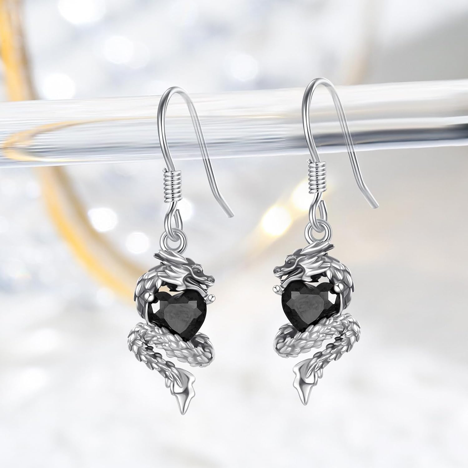 OHAYOO Gothic Earrings 925 Sterling Silver Halloween Skull Dangle Earrings Horror Gothic Jewelry with Skeleton, Cat, Mask, Moon, Dagger, Rose & Vintage Designs for Women Men Gifts - Image 5