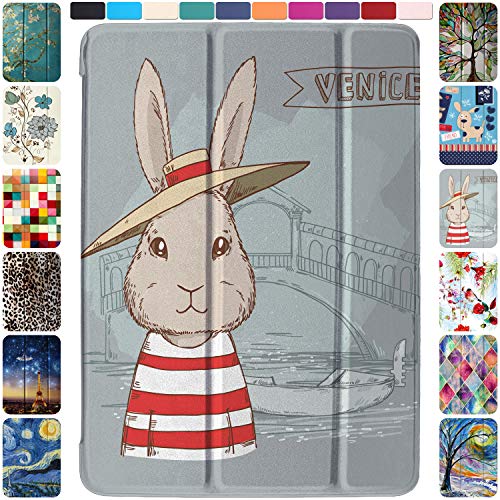 Image of DuraSafe Cases iPad 9.7 Inch 2013 Air 1st Generation [ Air 1 ] MD785HN /A MD788HN /A MD786HN /A MD789HN /A MD787HN /A MD790HN /A Ultra Smart Auto Sleep /Wake Printed PC Cover - Bunny Hat
