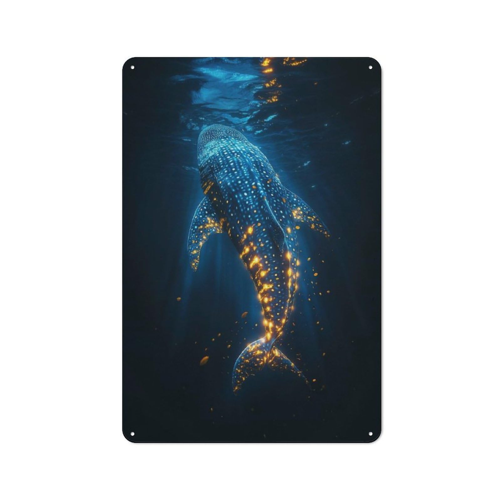 Junmoney Glowing Whale Shark Vintage Metal Sign 30X20cm For Dining Room Or Kitchen, Suited To Home Decor Collectors