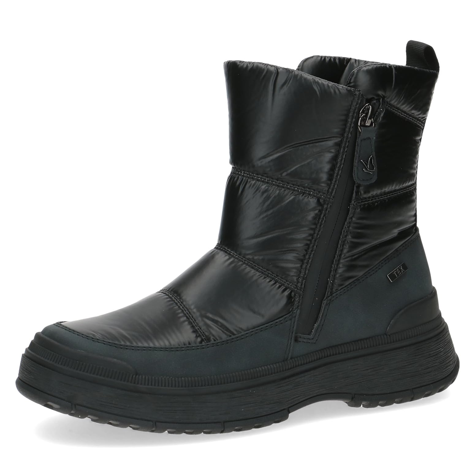 CAPRICE Women's winter ankle boots without heel Airmotion with zipper Lined Width G, Black (Black Comb), 6.5 UK
