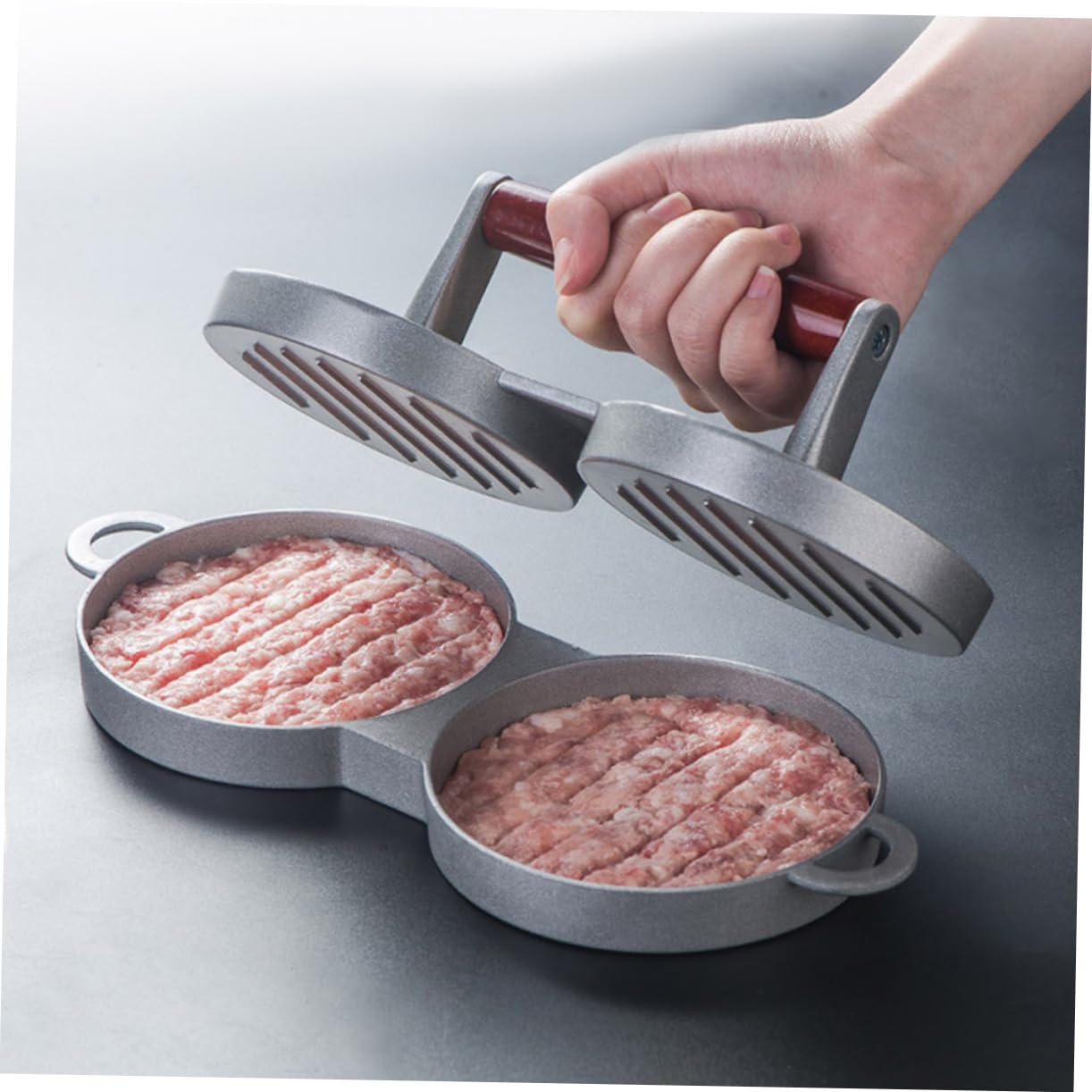 Cabilock Prensa para Hamburguesas de Aleación de Aluminio, Plata | Molde para Prensar Carne, Uso Diy, Diseño Robusto y Fácil de Usar, Accesorio de Cocina