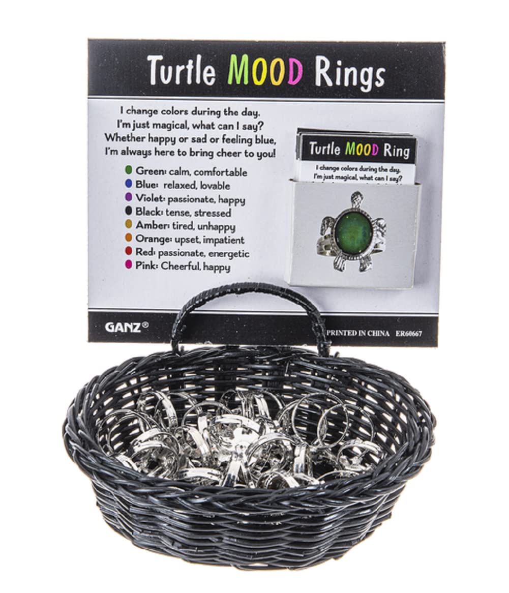 Ganz Turtle Mood Rings in a Basket, Zinc