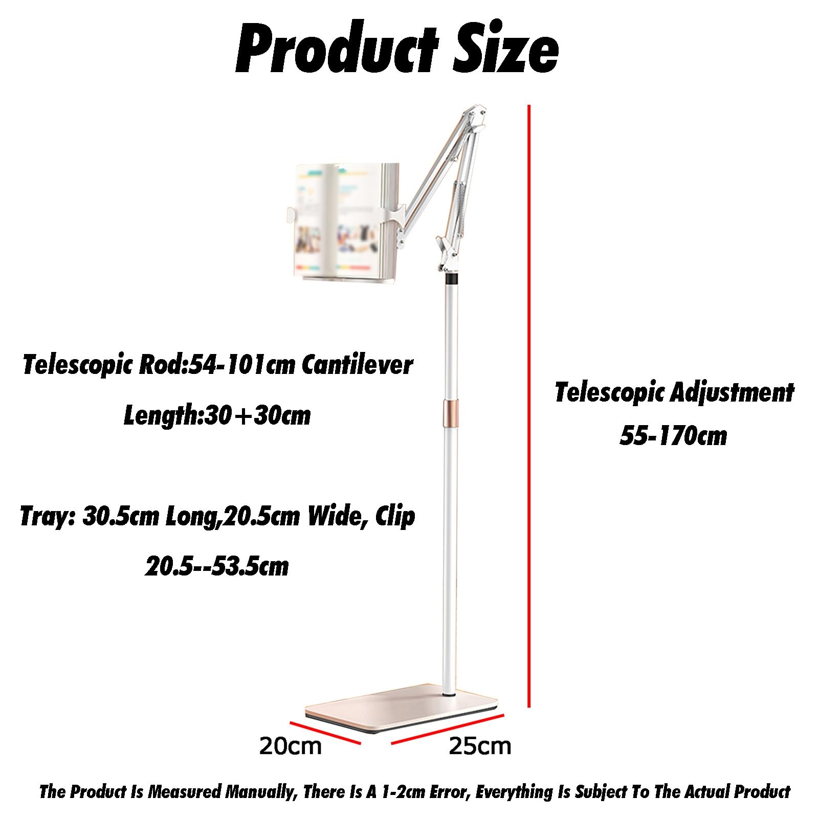Generico Supporto Regolabile per Libri da Lettura, Libri di Cucina, spartiti Musicali e Laptop – Altezza 55-170 cm con fermapagine per Un utilizzo a Mani libere, Perfetto per casa e Ufficio.