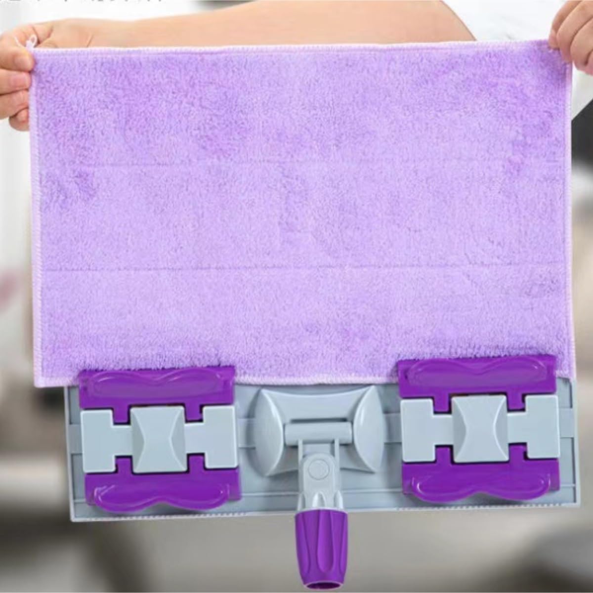 Fregona Herramienta De Limpieza Doméstica con Trapeador Plano, Artefacto Perezoso, Repuesto Lavable A Mano Limpieza Suelo(Purple)