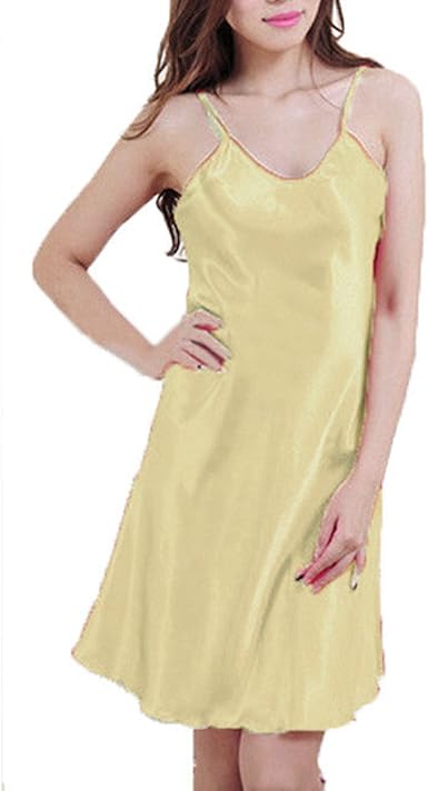 ZANZEA Women's Sexy Lace Babydoll Satin Silk Lingerie V Neck Chemise