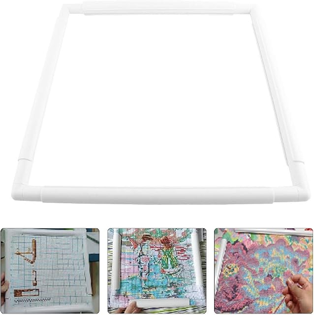 Embroidery Clip Frame, Plastic Square Frame Embroidery Hoop for Embroidery Quilting Needlepoint Cross Stitch Silk-Painting(43.1×43.1cm)