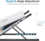 Laptop Stand, OMOTON Laptop Stand for Desk Ergonomic 7-Levels Angles Adjustable Computer Stand, Portable ABS Laptop Riser Holder Compatible with All Laptops and iPad(10-15.6") (Black)