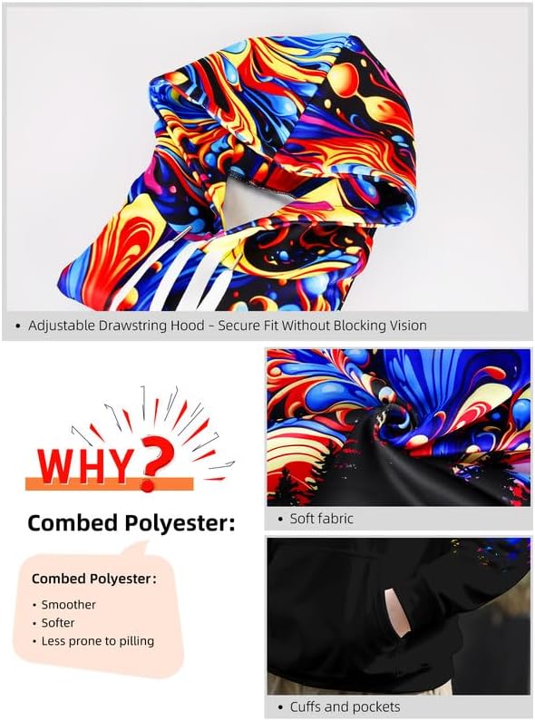 Mens Graphic Hoodies Pullover 3D Print with Pockets, Unisex Anime Black Red Hoodie Sweatshirt for Teen Boys - Image 4