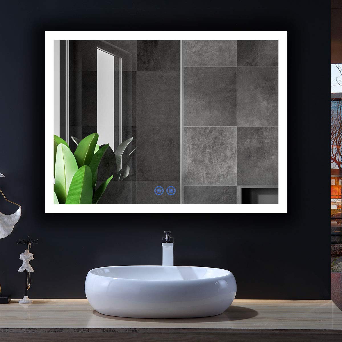 D-HYH Led Mirror Bathroom,Bathroom Mirrors for Wall 48 x 36 Inch Lighted Bathroom Mirror with Touch Button,Dimming,Bluetooth Speakers,Vertical & Horizontal Mount(D-D124-4836A)