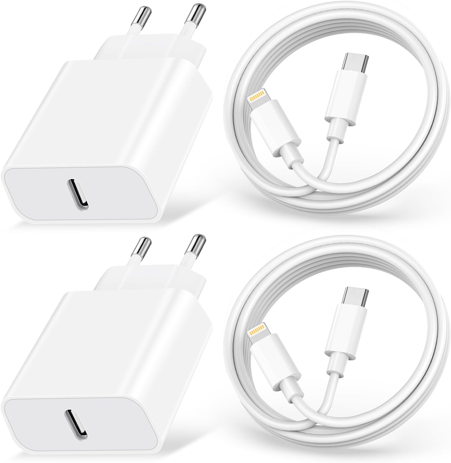 Ingreeka Chargeur IPhone Charge Rapide, 20 W Chargeur USB C Prise Rapide Avec 2 Câble