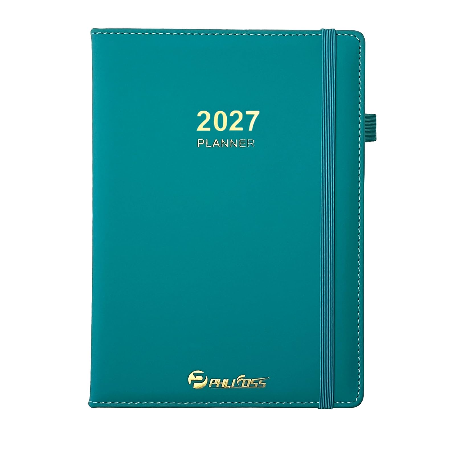Agenda diaria 2027/agenda de citas, una página por día, enero a diciembre de 2027, calendario anual diario mensual con horario por hora y pestañas mensuales, agenda de 5.7 x 8.3 pulgadas (lago verde)