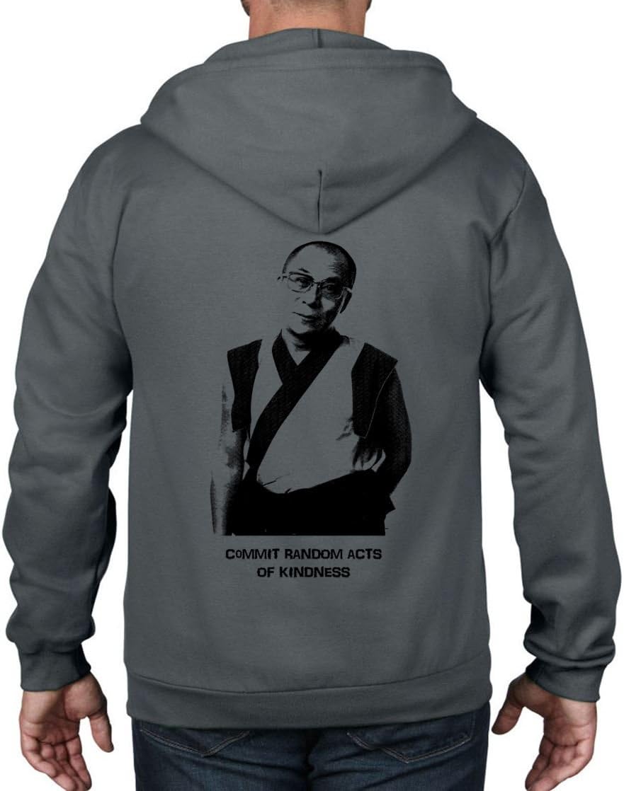 Tribal T-Shirts Men's Dalai Lama Commit Random Acts of Kindness Buddhist Full Zip Hoodie
