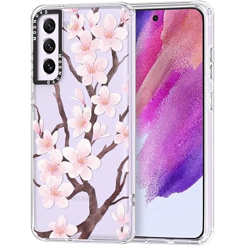 MOSNOVO Designed for Galaxy S21 FE Case, [6.6 FT Military Grade Drop Protection] Clear Shockproof Phone Cover for Samsung Galaxy S21 FE 5G - Cherry Blossom Tree