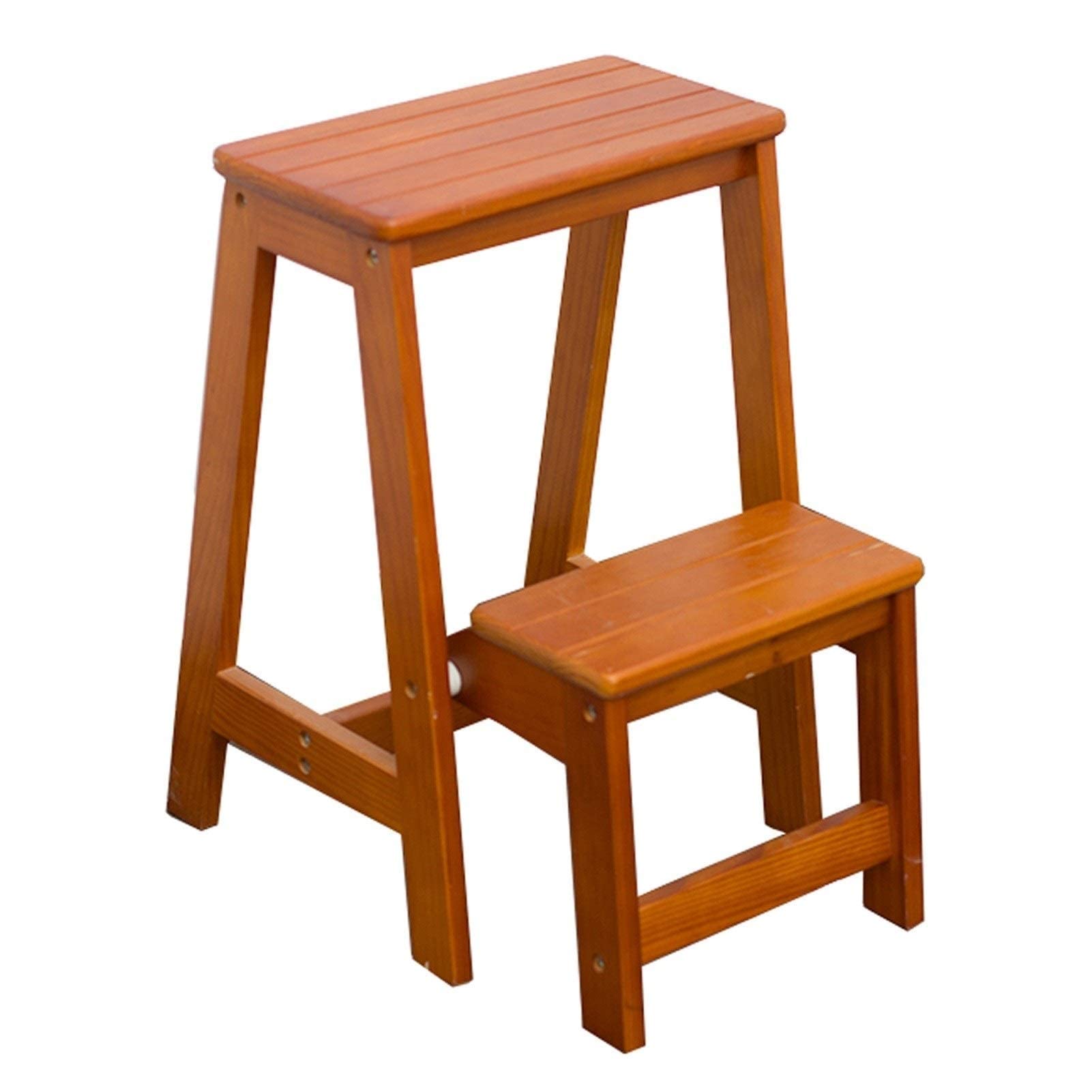 Tabouret d'échelle 2 marches en bois naturel : un marchepied chic et multifonction