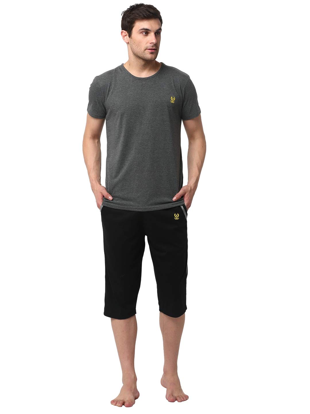 mack jonney Cotton Blend Night Suit Co-ord Set for Men with Round Neck Half Sleeve T-Shirt and Capri-VJ-MNS-TC-GROUP8-picture-16