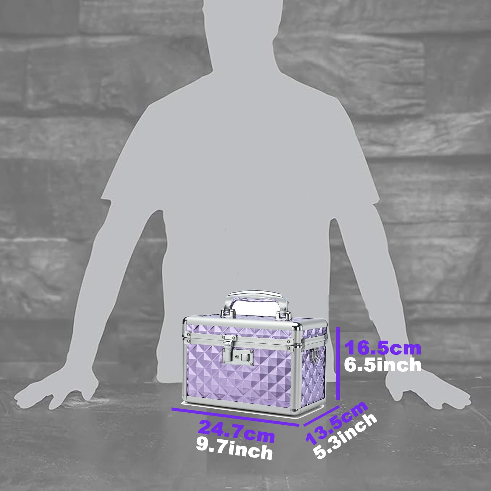 HEWEI WORKS Storage Box with Key Lock, Lockable Medicine Storage Box, Empty First Aid Box, Security Lock Box, Multipurpose Locking Box for Home and Outdoor Use (Purple, Small)